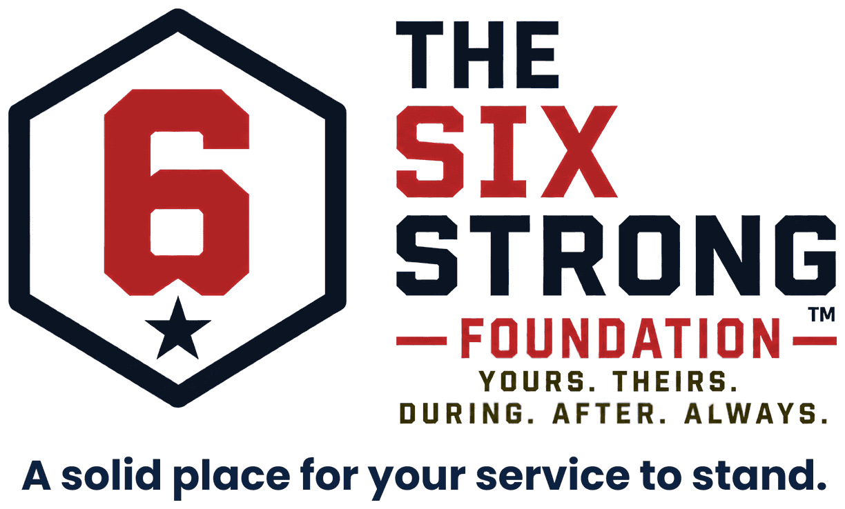 The Six Strong Foundation Inc. horizontal logo with the line A solid place for your service to stand.